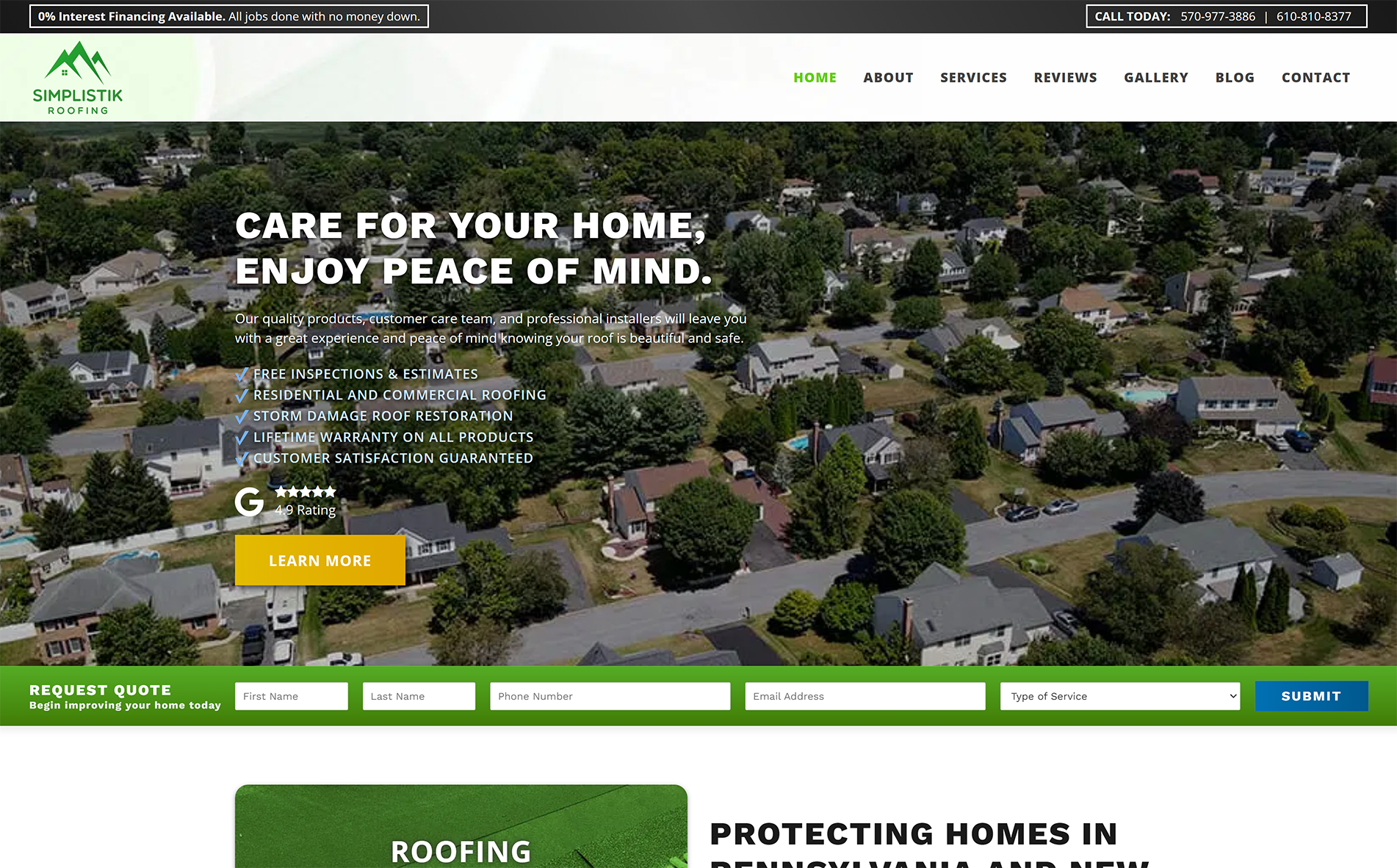 Simplistik Roofing Website Thumbnail