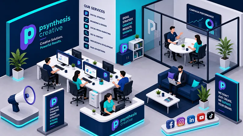 Psynthesis-Creative-Agency-Isometric Psynthesis Creative Isometric