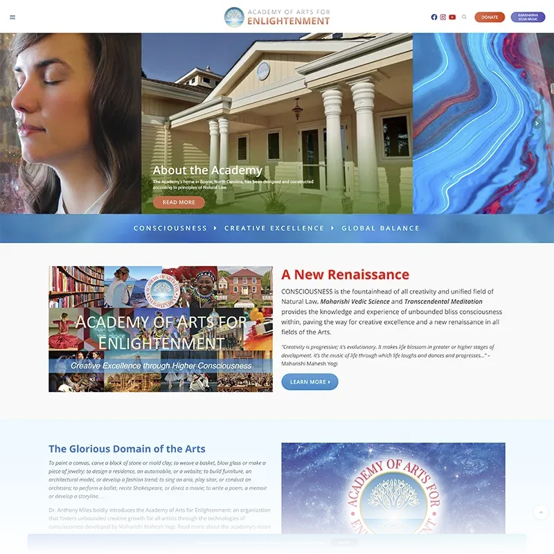 Academy of Arts for Enlightenment Website Thumbnail