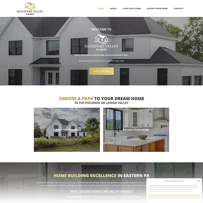 Signature Valley Homes Website Thumbnail
